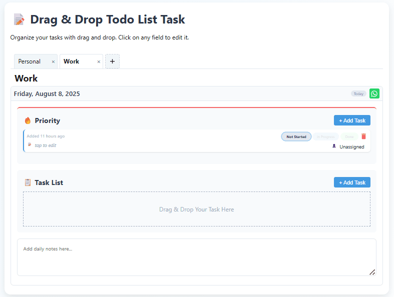 drag and drop to do list